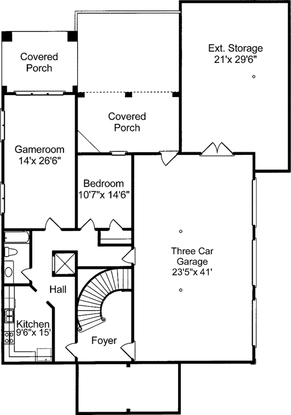 Architectural House Design - Classical Floor Plan - Lower Floor Plan #37-264