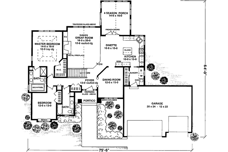Home Plan - Floor Plan - Main Floor for Prairie House Plan #981-27 - 2 bed, 2 bath