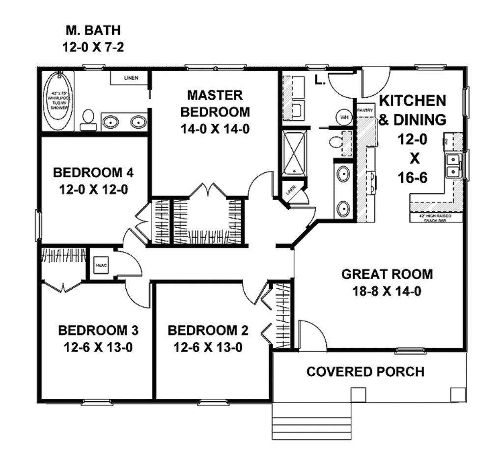 Craftsman Style House Plan 4 Beds 2 Baths 1541 Sq/Ft