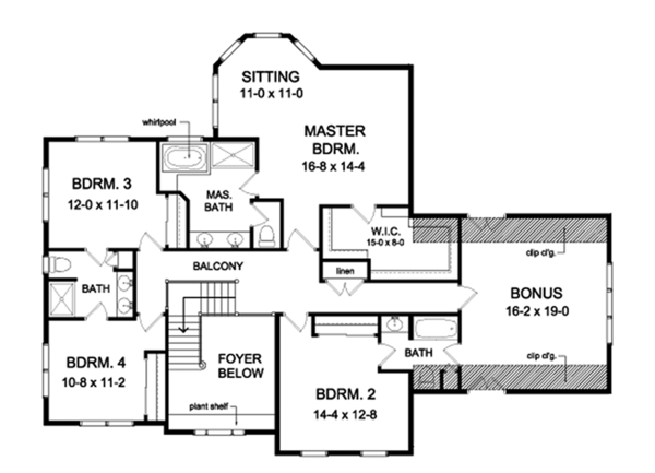 House Design - Colonial Floor Plan - Upper Floor Plan #1010-174