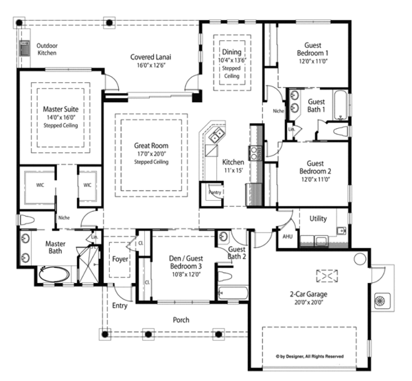 House Design - Mediterranean Floor Plan - Main Floor Plan #938-70