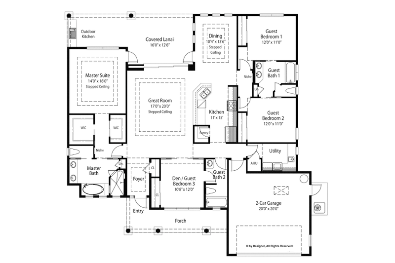 Dream House Plan - Floor Plan - Main Floor for Mediterranean House Plan #938-70 - 4 bed, 3 bath