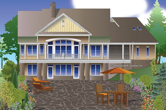 Exterior - Rear Elevation 1 for Traditional House Plan #929-980 - 4 bed, 4 bath