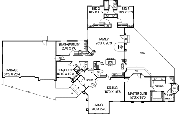 Architectural House Design - Colonial Floor Plan - Main Floor Plan #60-927