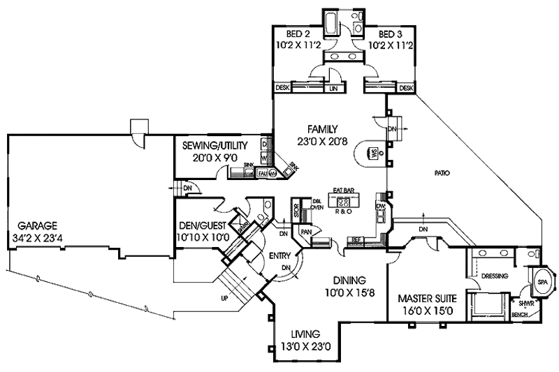 House Blueprint - Floor Plan - Main Floor for Colonial House Plan #60-927 - 4 bed, 3 bath