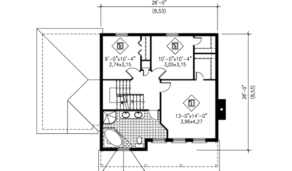 European Floor Plan - Upper Floor Plan #25-4163