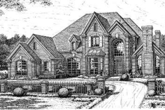 Exterior - Front Elevation for European House Plan #310-224 - 5 bed, 3.5 bath
