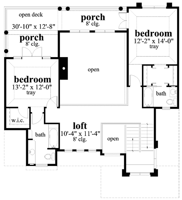 House Blueprint - Mediterranean Floor Plan - Upper Floor Plan #930-116