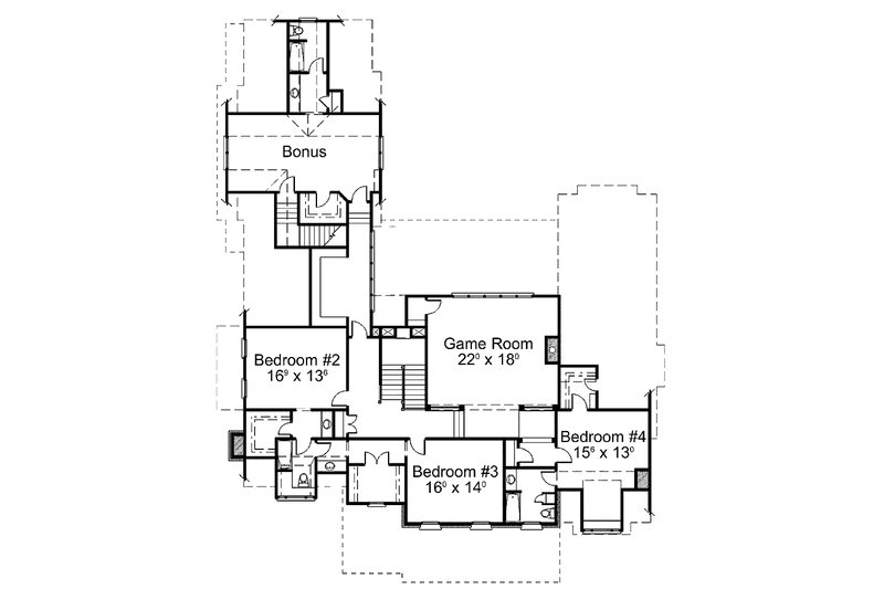 Home Plan - Floor Plan - Upper Floor for Colonial House Plan #429-327 - 4 bed, 3.5 bath