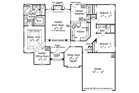 Floor Plan - Main Floor for Mediterranean House Plan #927-63 - 3 bed, 2 bath