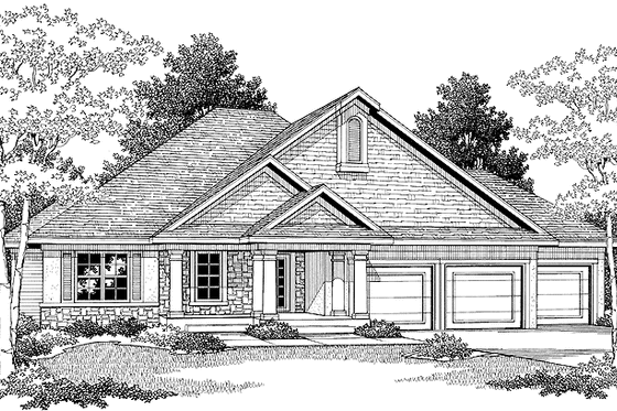 Exterior - Front Elevation 3 for Classical House Plan #70-1376 - 3 bed, 2 bath