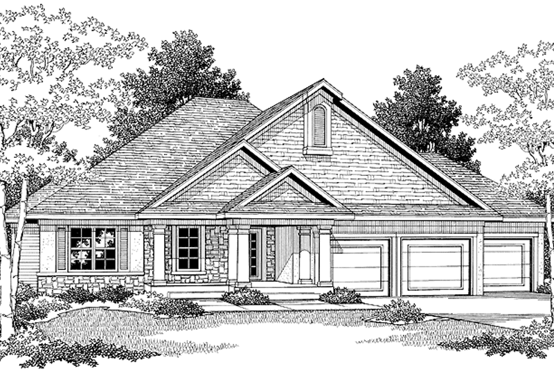 Architectural House Design - Exterior - Front Elevation 3 for Classical House Plan #70-1376 - 3 bed, 2 bath