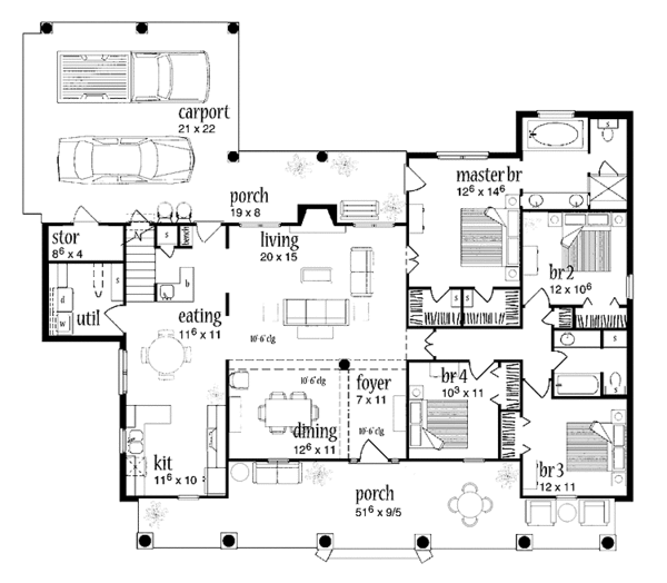 Home Plan - Classical Floor Plan - Main Floor Plan #36-553