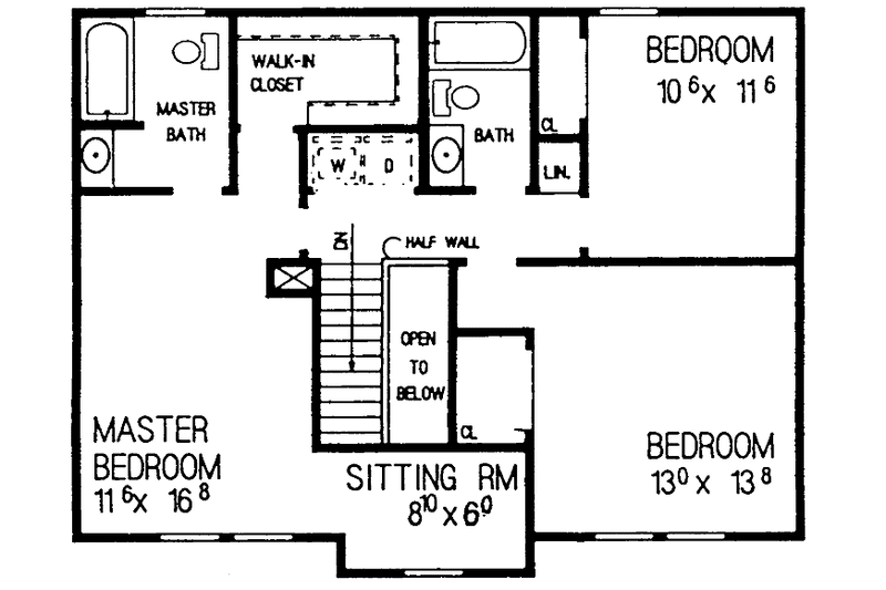 Home Plan - Floor Plan - Other Floor 1 for Colonial House Plan #72-1044 - 4 bed, 2.5 bath