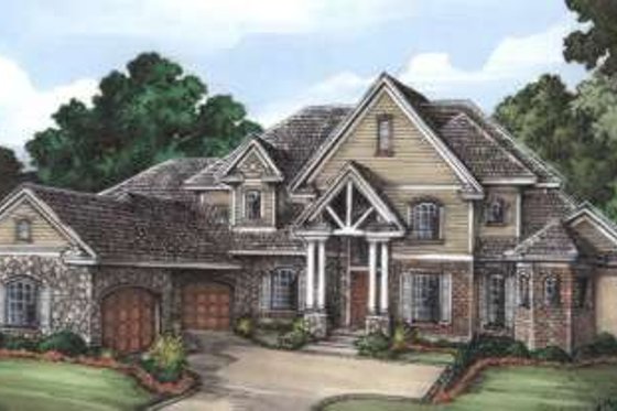 Exterior - Front Elevation for European House Plan #115-172 - 3 bed, 4 bath