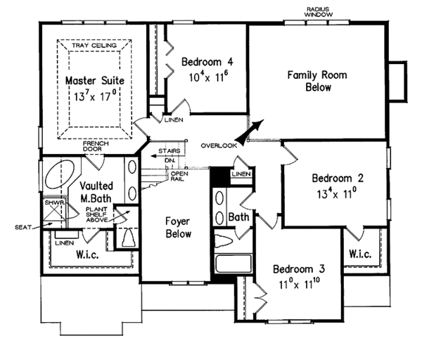Architectural House Design - Colonial Floor Plan - Upper Floor Plan #927-919