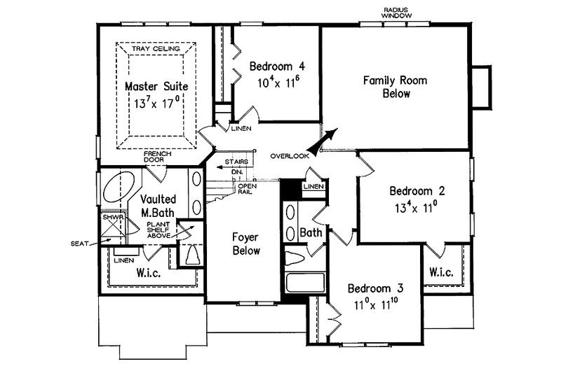 House Blueprint - Floor Plan - Upper Floor for Colonial House Plan #927-919 - 4 bed, 2.5 bath