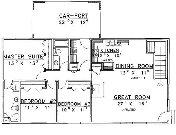 Architectural House Design - Ranch Floor Plan - Main Floor Plan #117-814