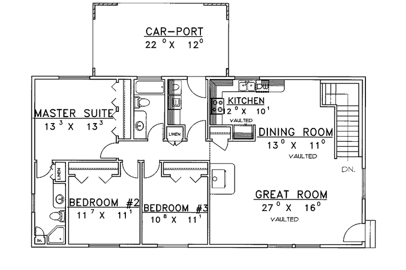 Home Plan - Floor Plan - Main Floor for Ranch House Plan #117-814 - 3 bed, 2 bath