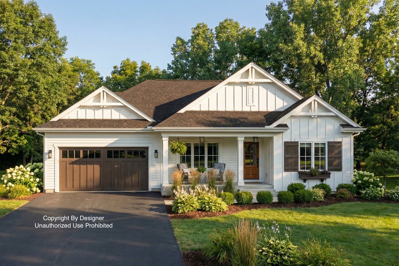 House Blueprint - Farmhouse Exterior - Front Elevation Plan #51-1489