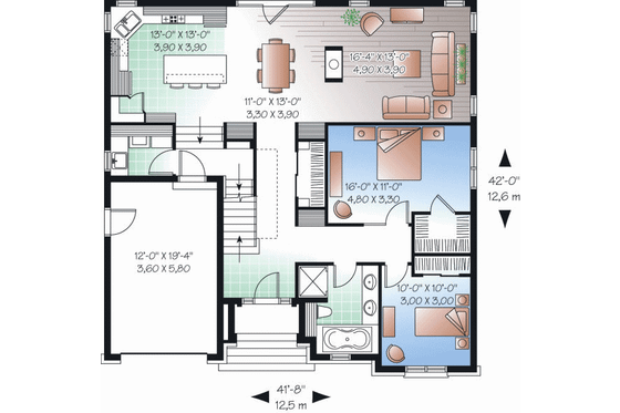 Floor Plan - Main Floor for European House Plan #23-2244 - 3 bed, 1 bath