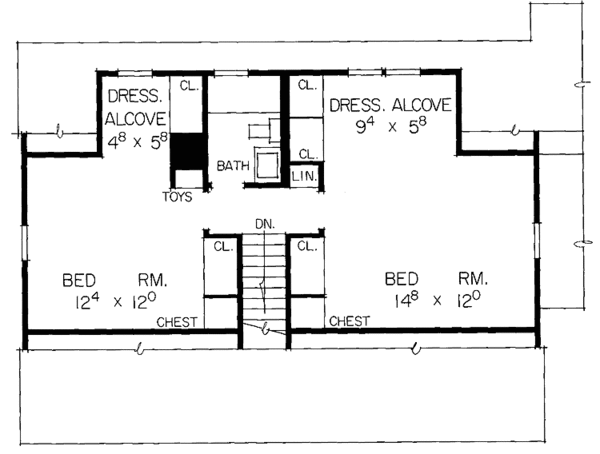 Home Plan - Colonial Floor Plan - Upper Floor Plan #72-826