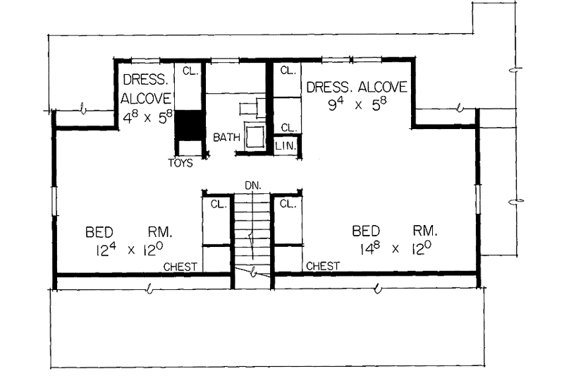 Dream House Plan - Floor Plan - Upper Floor for Colonial House Plan #72-826 - 4 bed, 2 bath