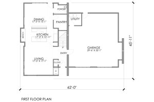 Floor Plan - Main Floor for Modern House Plan #518-5 - 3 bed, 2.5 bath
