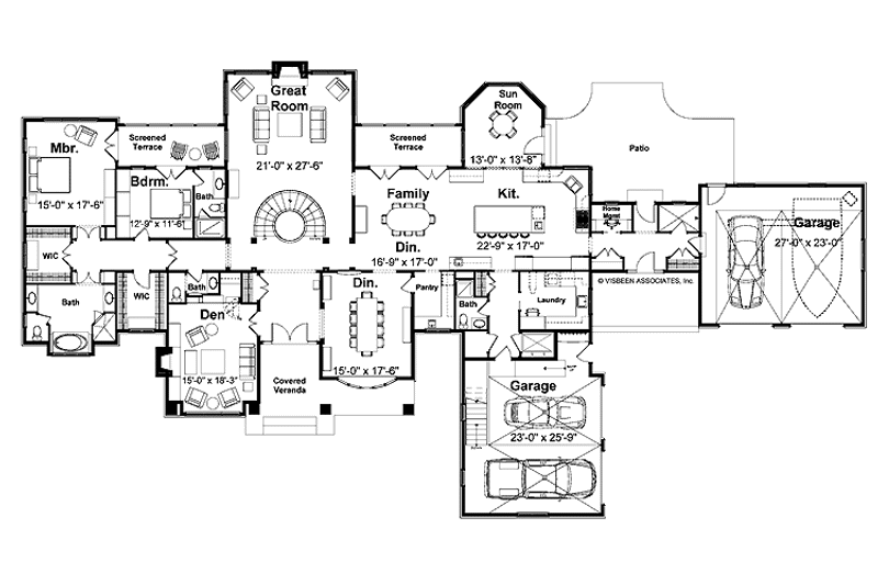 Home Plan - Floor Plan - Main Floor for European House Plan #928-65 - 4 bed, 5.5 bath