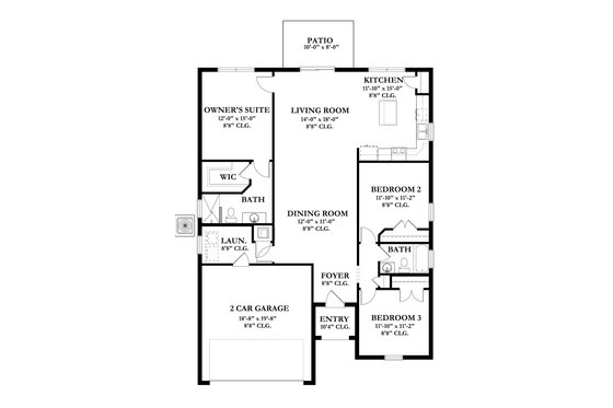 Floor Plan - Main Floor for Mediterranean House Plan #1058-53 - 3 bed, 2 bath
