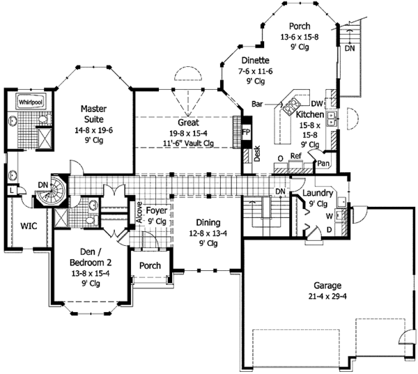 Architectural House Design - Country Floor Plan - Main Floor Plan #51-793