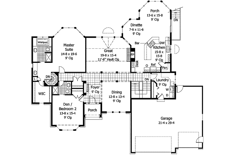 Architectural House Design - Floor Plan - Main Floor for Country House Plan #51-793 - 5 bed, 4 bath
