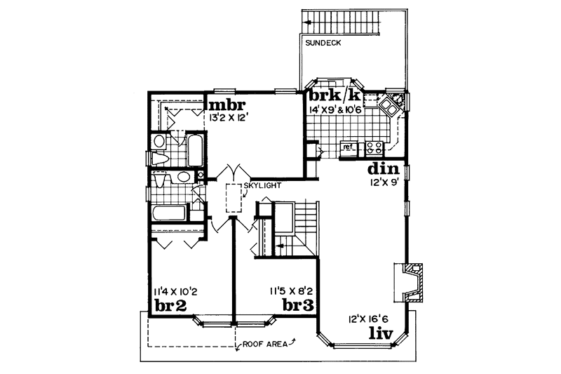 Home Plan - Floor Plan - Upper Floor for Contemporary House Plan #47-696 - 3 bed, 2 bath