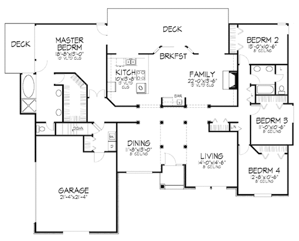House Plan Design - Craftsman Floor Plan - Main Floor Plan #320-687