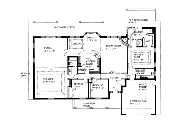 House Plan Design - Ranch Floor Plan - Main Floor Plan #117-852