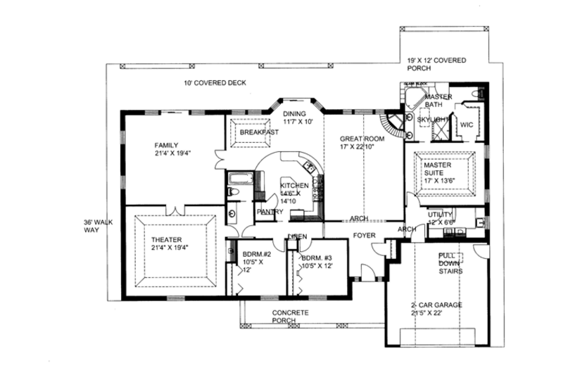 Home Plan - Floor Plan - Main Floor for Ranch House Plan #117-852 - 3 bed, 2 bath