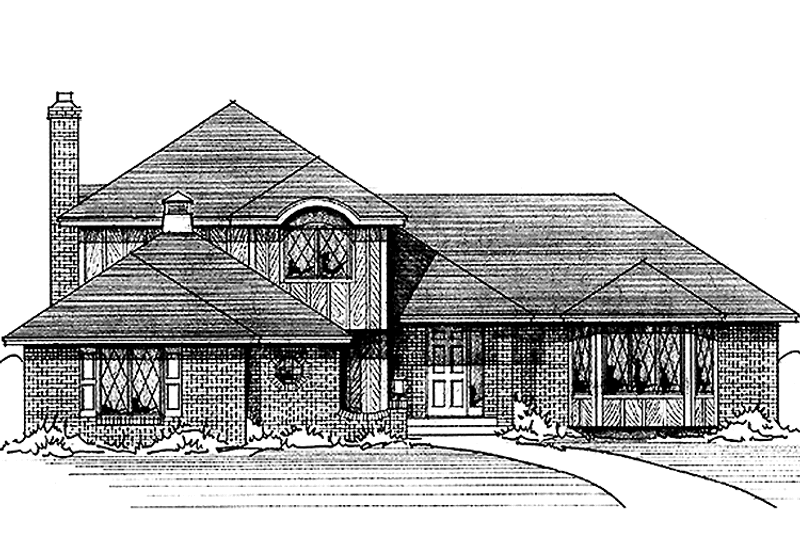 House Blueprint - Exterior - Front Elevation 3 for European House Plan #51-735 - 3 bed, 2.5 bath