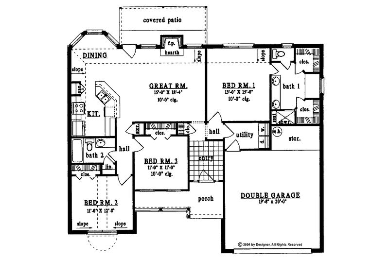 Dream House Plan - Floor Plan - Main Floor for Country House Plan #42-412 - 3 bed, 2 bath