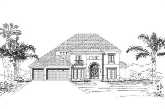 Exterior - Front Elevation for Mediterranean House Plan #411-252 - 5 bed, 4 bath