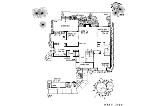Floor Plan - Main Floor for Victorian House Plan #72-888 - 3 bed, 2 bath