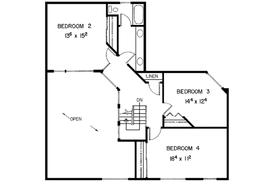 Floor Plan - Upper Floor for Traditional House Plan #60-999 - 4 bed, 4 bath