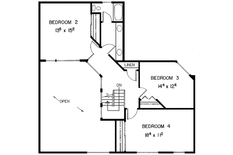 Architectural House Design - Floor Plan - Upper Floor for Traditional House Plan #60-999 - 4 bed, 4 bath