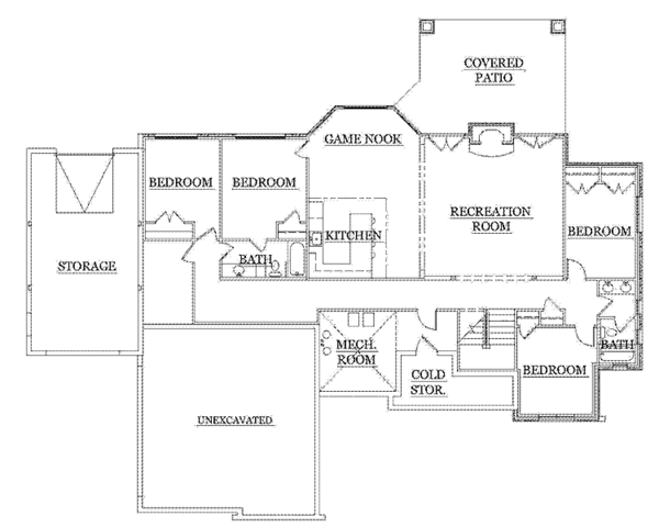 Architectural House Design - European Floor Plan - Lower Floor Plan #945-128