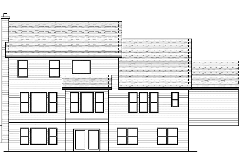 Home Plan - Exterior - Rear Elevation for European House Plan #51-632 - 4 bed, 3.5 bath