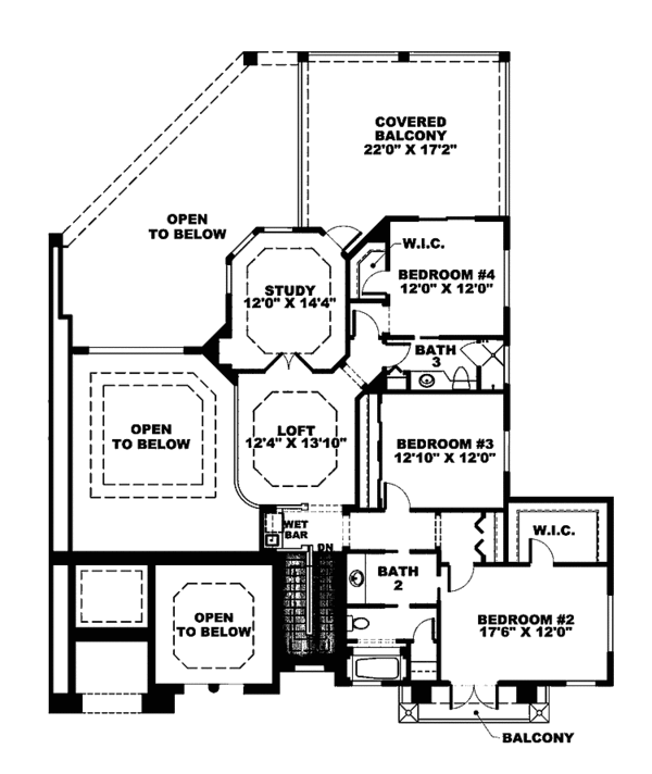 Dream House Plan - Mediterranean Floor Plan - Upper Floor Plan #1017-36