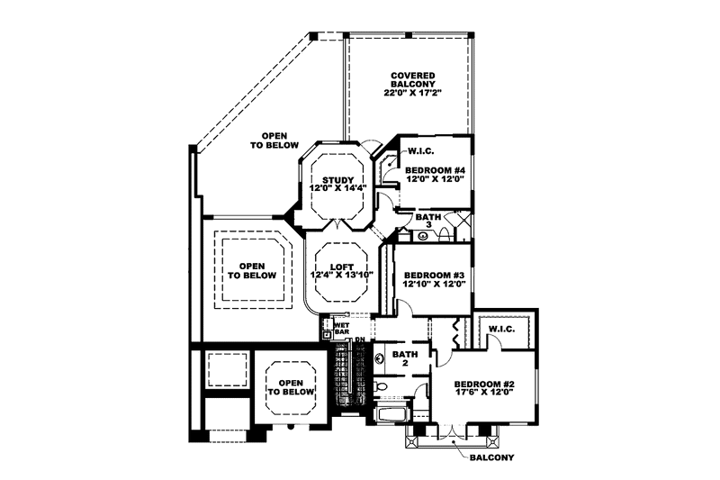 Dream House Plan - Floor Plan - Upper Floor for Mediterranean House Plan #1017-36 - 4 bed, 3.5 bath