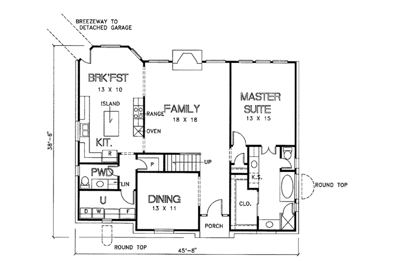 Dream House Plan - Floor Plan - Main Floor for Country House Plan #974-19 - 4 bed, 2.5 bath