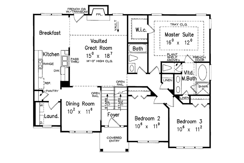 House Blueprint - Floor Plan - Main Floor for Colonial House Plan #927-770 - 3 bed, 2 bath