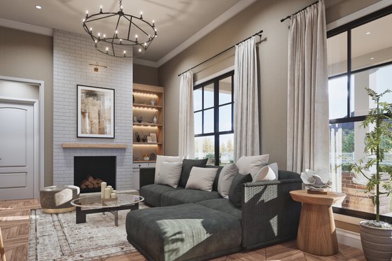 Interior - Family Room for Farmhouse House Plan #54-649 - 3 bed, 2 bath