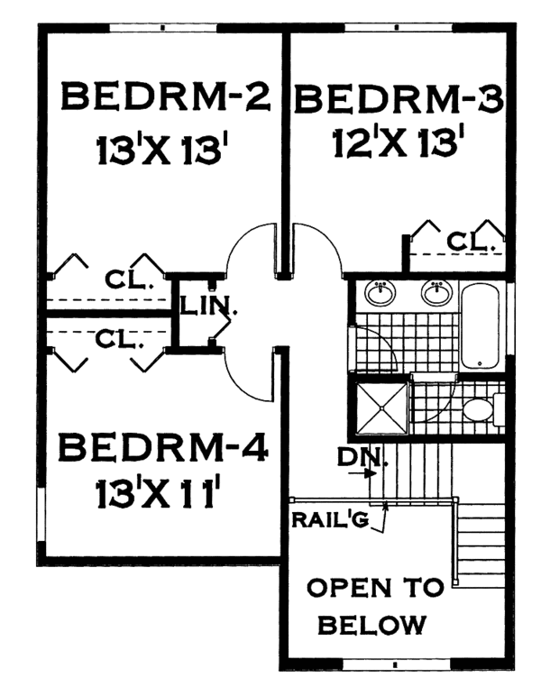 House Blueprint - Farmhouse Floor Plan - Upper Floor Plan #3-255